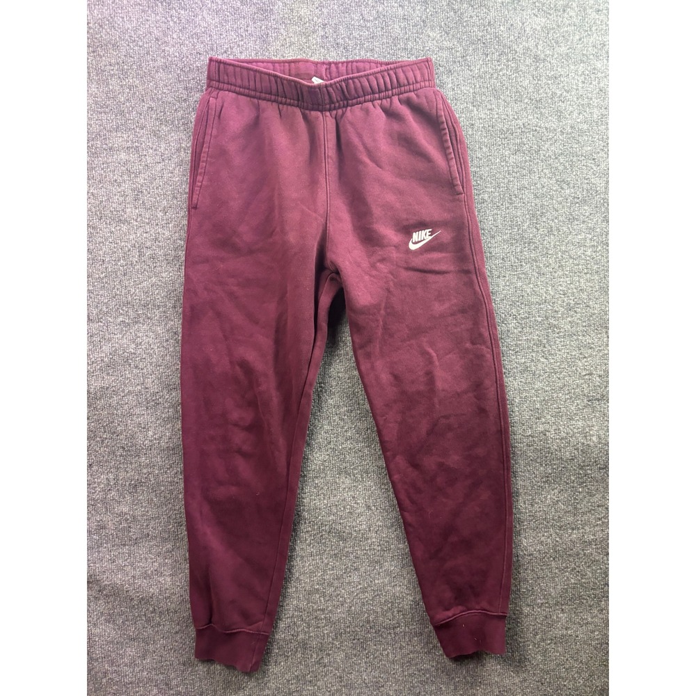 Nike Joggers Mens Small Burgundy Club Fleece Tapered Sweatpants